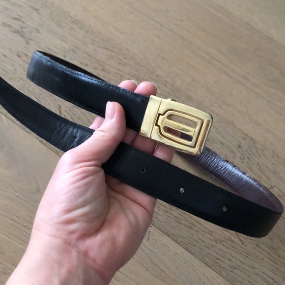 Accessories - Vintage Italian black brown leather belt adjustabl